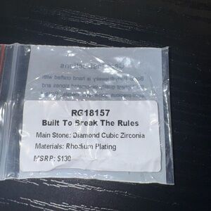 Diamond Cubic Zirconia Ring with Rhodium Plating